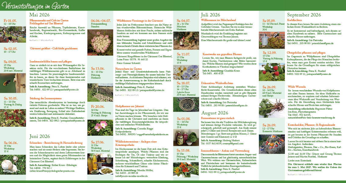 Veranstaltungen Gärtnerei Gut Bliestorf